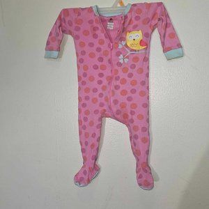 5/20 Petitlem Toddler Pink Polkadots and Owl print With Zipper Onesie Footies